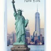 New York Fridge Magnet Statue of Liberty & Freedom Tower, Plastic Fridge Magnet with a photograph of the Statue of Liberty with Freedom Tower in the background, New York Magnet, New York souvenir