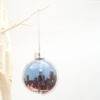 New York Christmas Bauble Empire State & Brooklyn Bridge, New York plastic Christmas Bauble, New Yorker Building, Empire State Building, Manhattan at Night photograph, Hudson River, Manhattan, New York, Trump, USA