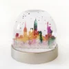 New York snow globe green splash, New York plastic snow globe, watercolour paintings of New York, Empire State B building, Statue of Liberty, New York skyline, Manhattan, New York artwork, New York painting, Louisa E. Taylor, Trump, USA